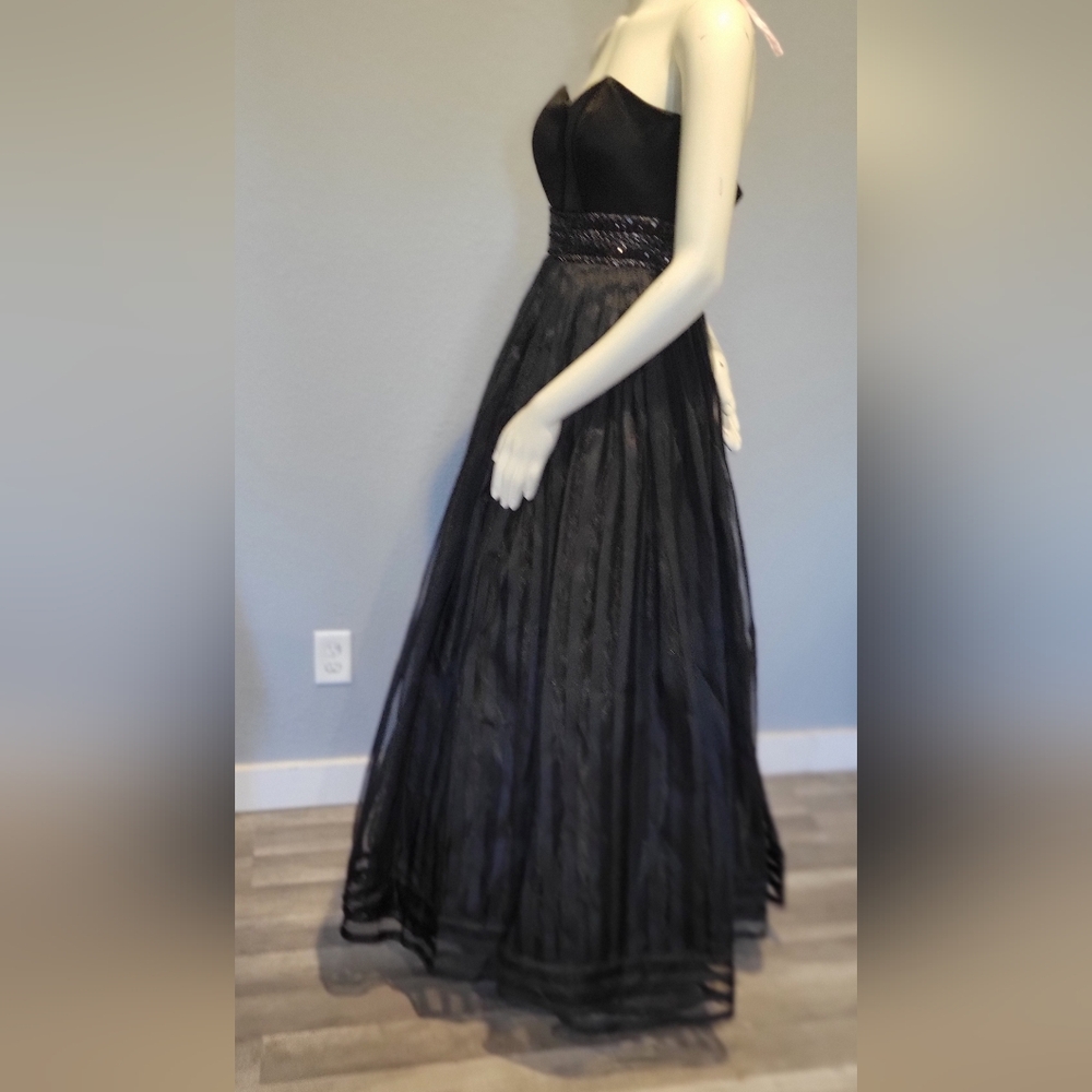 Rachel Allan Black Strapless Gown With Corset And Bra 3 Layer Size 2 - Picture 8 of 16